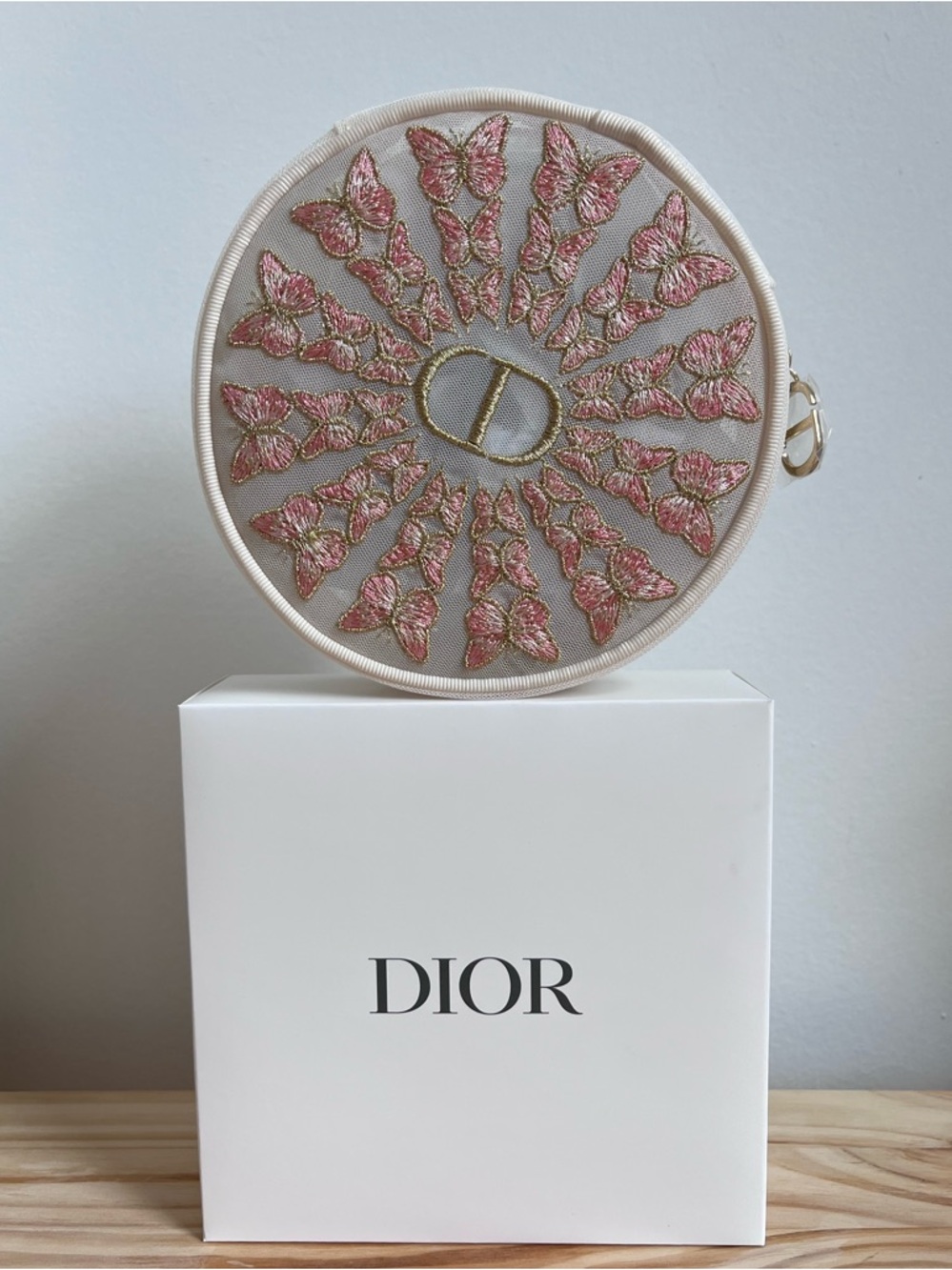 Dior Embroidered Butterfly Round Pouch - Picture 2 of 4